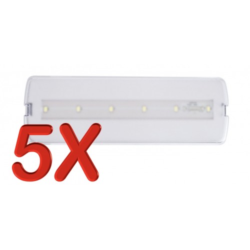 PACK DE 5 LUCES LED DE EMERGENCIA 3W + KIT DE INSTALACIÓN TECHO