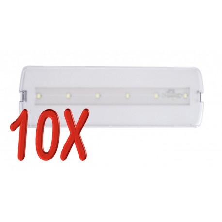 PACK DE 10 LUCES LED DE EMERGENCIA 3W + KIT DE INSTALACIÓN TECHO