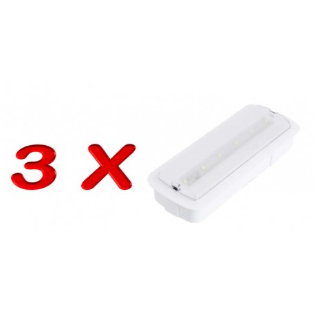 PACK DE 3 LUCES LED DE EMERGENCIA 3W + KIT DE INSTALACIÓN TECHO